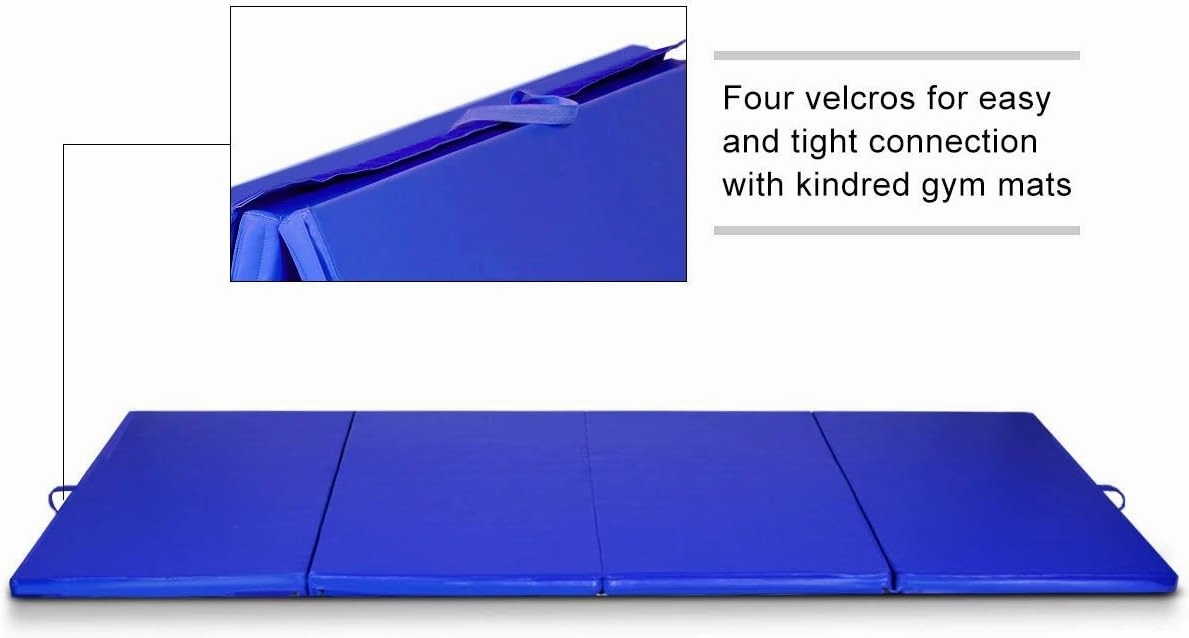 Giantex 4'x8' Gymnastics Mat, 2" Thick Folding Tumbling Mat with Carrying Handles, Foldable Gym Mat with Hook and Loop Fastener, Cheer Mats for Kids Adults Home Exercise Aerobics Fitness