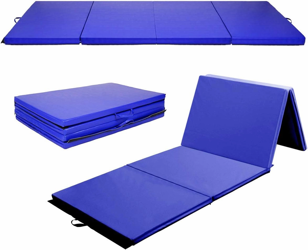 Giantex 4'x8' Gymnastics Mat, 2" Thick Folding Tumbling Mat with Carrying Handles, Foldable Gym Mat with Hook and Loop Fastener, Cheer Mats for Kids Adults Home Exercise Aerobics Fitness