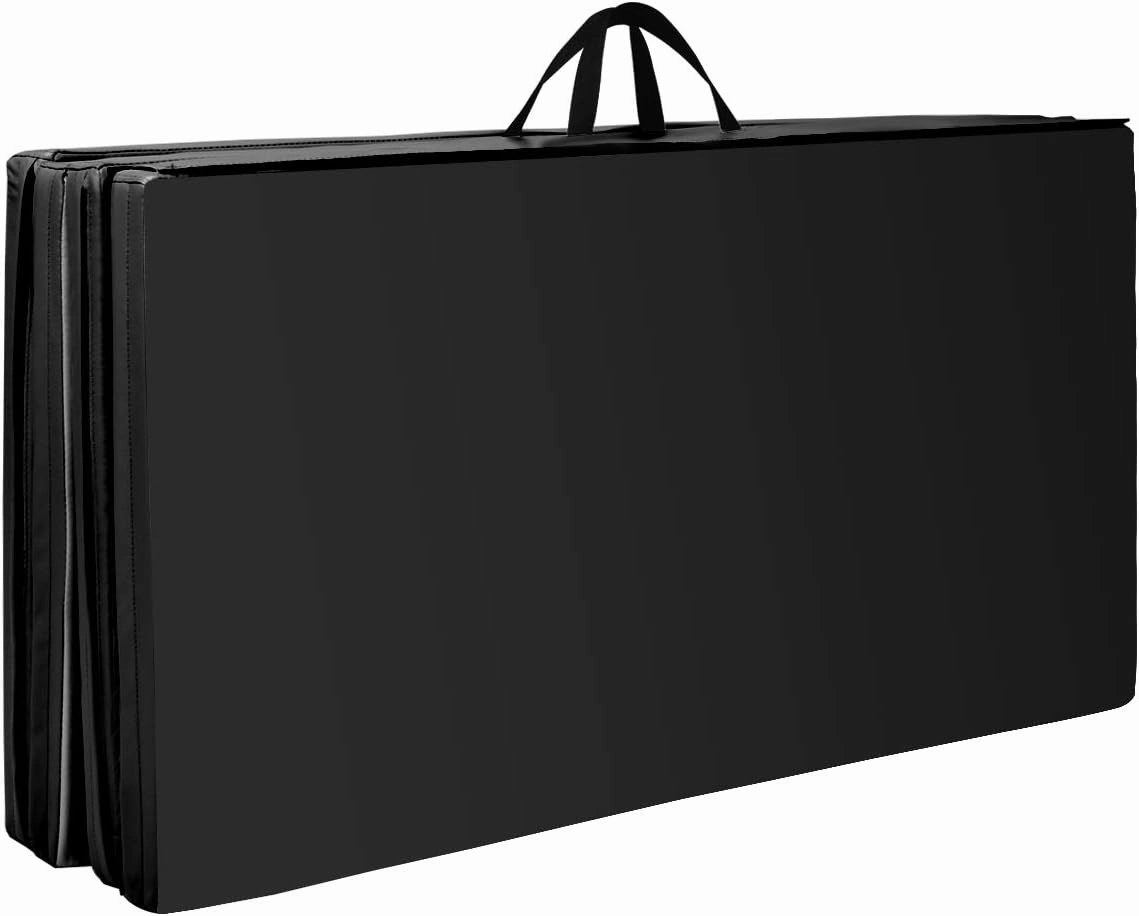 Giantex 4'x8' Gymnastics Mat, 2" Thick Folding Tumbling Mat with Carrying Handles, Foldable Gym Mat with Hook and Loop Fastener, Cheer Mats for Kids Adults Home Exercise Aerobics Fitness