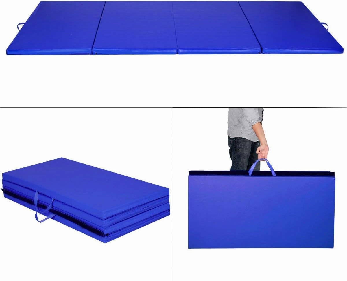 Giantex 4'x8' Gymnastics Mat, 2" Thick Folding Tumbling Mat with Carrying Handles, Foldable Gym Mat with Hook and Loop Fastener, Cheer Mats for Kids Adults Home Exercise Aerobics Fitness