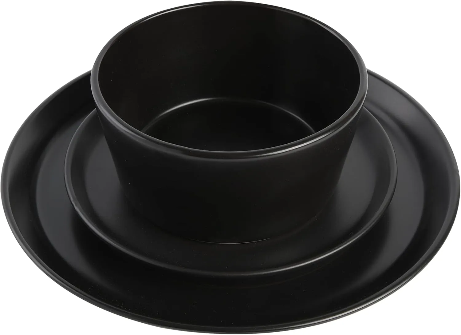 Gibson Soho Lounge Sofia Coupe Stoneware Dinnerware Set, Service for 4 (12pcs), Black