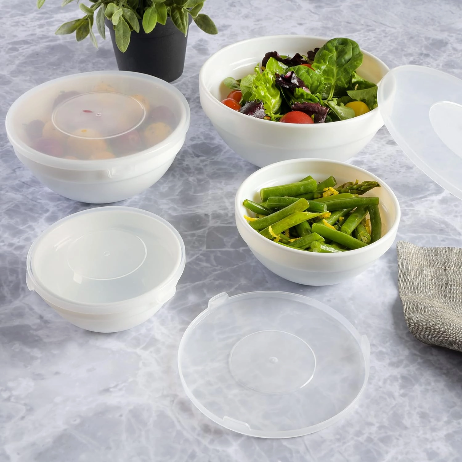 Gibson Home Ultra Break and Chip Resistant Dinnerware Set, Soft Round: Service for 6 (36pcs), Opal Glass