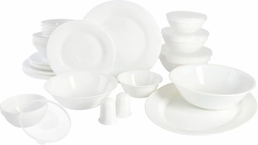 Gibson Home Ultra Break and Chip Resistant Dinnerware Set, Soft Round: Service for 6 (36pcs), Opal Glass