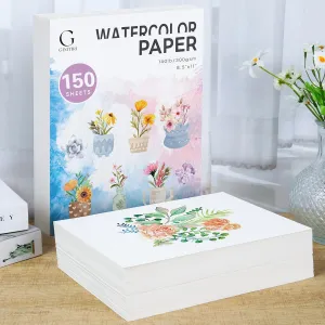 Ginitiri 150 Sheets Art Paper for Kids & Adults, 8.5x11 inches, White, Cotton, 140lb/300gsm, Cold Press, Texture Laid, Perfect for Painting, Sketching, Drawing, Arts & Crafts