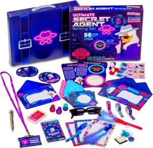 GirlZone Ultimate Secret Agent Writing Set, Exciting Spy Kit and Stationery for Girls with Spy Pen, Themed Stationery Paper and Fun Toys, Birthday, Easter Gifts for Kids