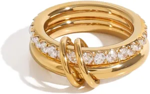 Gold Stackable Rings for Women Non Tarnish - 18K Gold Water Resistant Interlocked Stackable Ring - Stainless Steel Waterproof Gold Rings for Women Tarnish Free