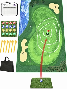 Golf Chipping Game Mat 71"X47", Battle Golf Game with 16 Sticky Balls, Chipping Mat Outdoor Indoor, Chip and Stick Golf Game for Adults Kids