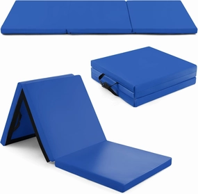 Goplus Folding Gymnastics Mat, 6’ x 2’ x 2’’ Thick Tri-Fold Exercise Tumbling Mat w/Carrying Handles, Hook & Loop Fastener, Gym mats for Home Fitness Yoga Aerobics Workouts Martial Arts