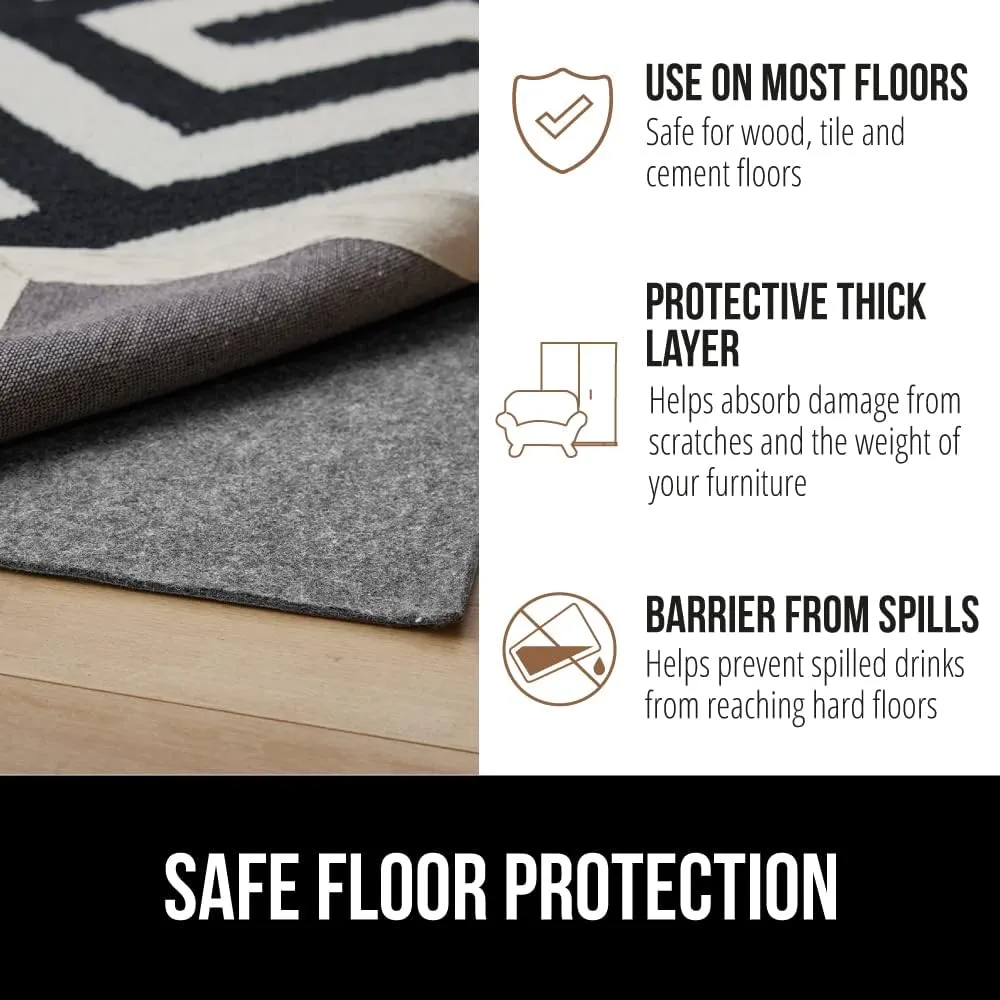 GORILLA GRIP Felt and Natural Rubber Stay in Place Slip Resistant Rug Pad, 1/4” Thick, 2x4 FT Protective Padding for Under Area Rugs, Cushioned Gripper Pads, Carpet Runners, Hardwood Floors Protection