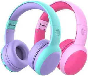 gorsun Kids Bluetooth Headphones, Portable Wireless Headset for Kids, Bluetooth 5.3, Over-Ear Toddler Headphones with Microphone, 85dB Volume Limited, 40 Hours Playtime (Pink Purple)