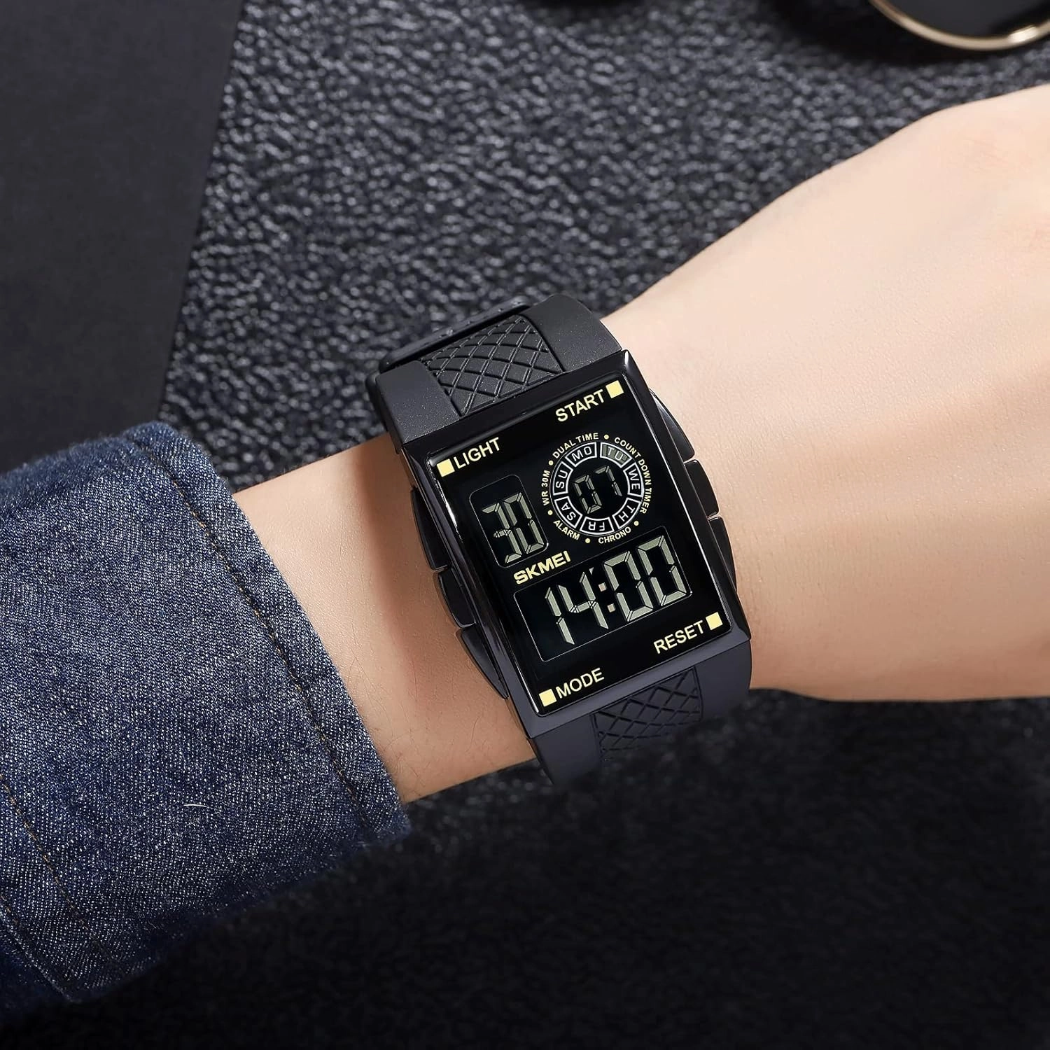 Gosasa Men Sports Military Watches Digital Airplane Shaped LED Light Waterproof Watches