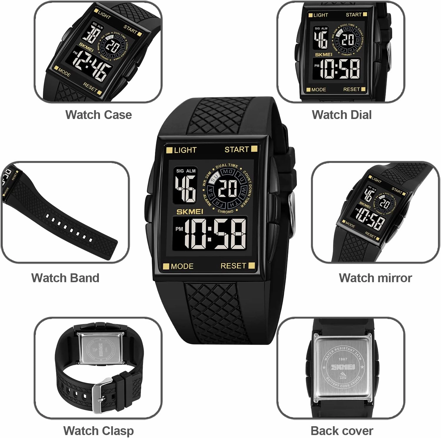 Gosasa Men Sports Military Watches Digital Airplane Shaped LED Light Waterproof Watches