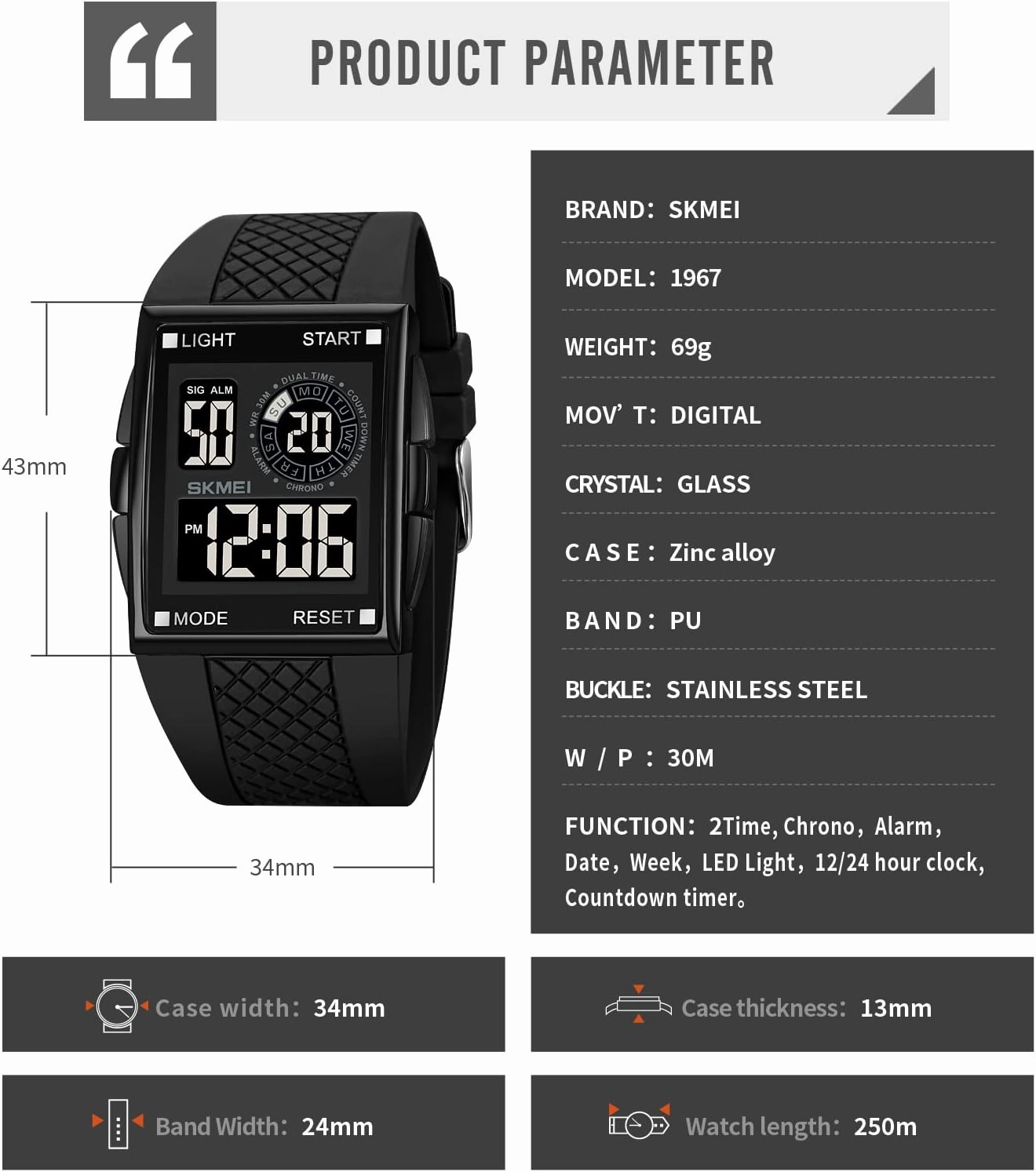 Gosasa Men Sports Military Watches Digital Airplane Shaped LED Light Waterproof Watches