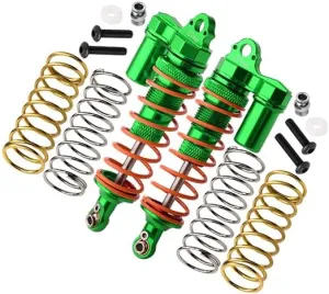 GPM For Traxxas Rustler 4X4 VXL (67076-4) / Hoss 4X4 VXL (90076-4) Upgrade Parts Aluminum Front Adjustable L-Shape Piggy Back Shocks 87mm - 1Pr Set Green