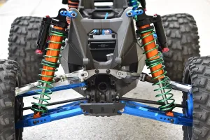 GPM Upgrades Aluminium 6061-T6 Front/Rear L-Shape Piggy Back (Built-in Piston Spring) Adjustable Spring Dampers for 1/5 X-MAXX 6S/8S Monster Truck (77076-4) RC Cars (red)