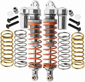 GPM for Traxxas Rustler 4X4 VXL (67076-4) / Hoss 4X4 VXL (90076-4) Upgrade Parts Aluminum Rear Adjustable L-Shape Piggy Back Shocks 102mm - 1Pr Set Silver