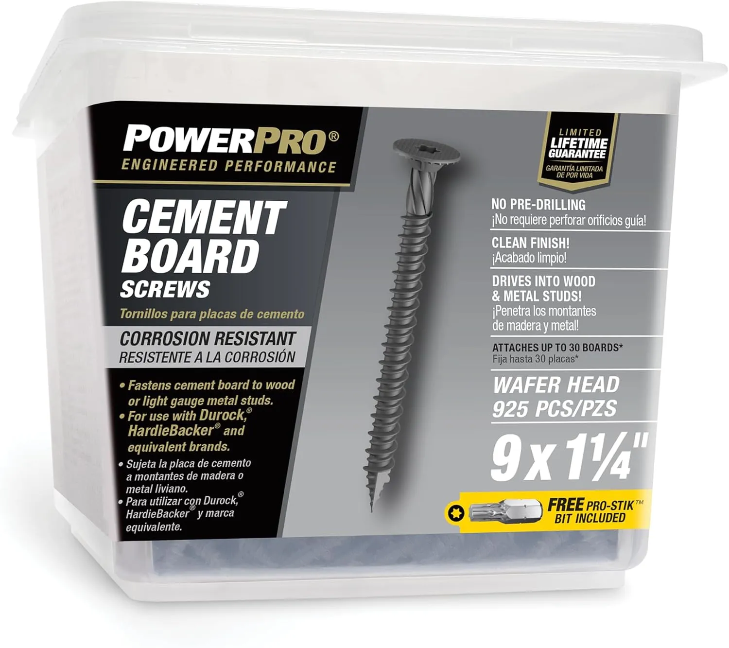 Gray Ceramic Wafer-Head Cement Board Screws (#9 x 1-1/4")