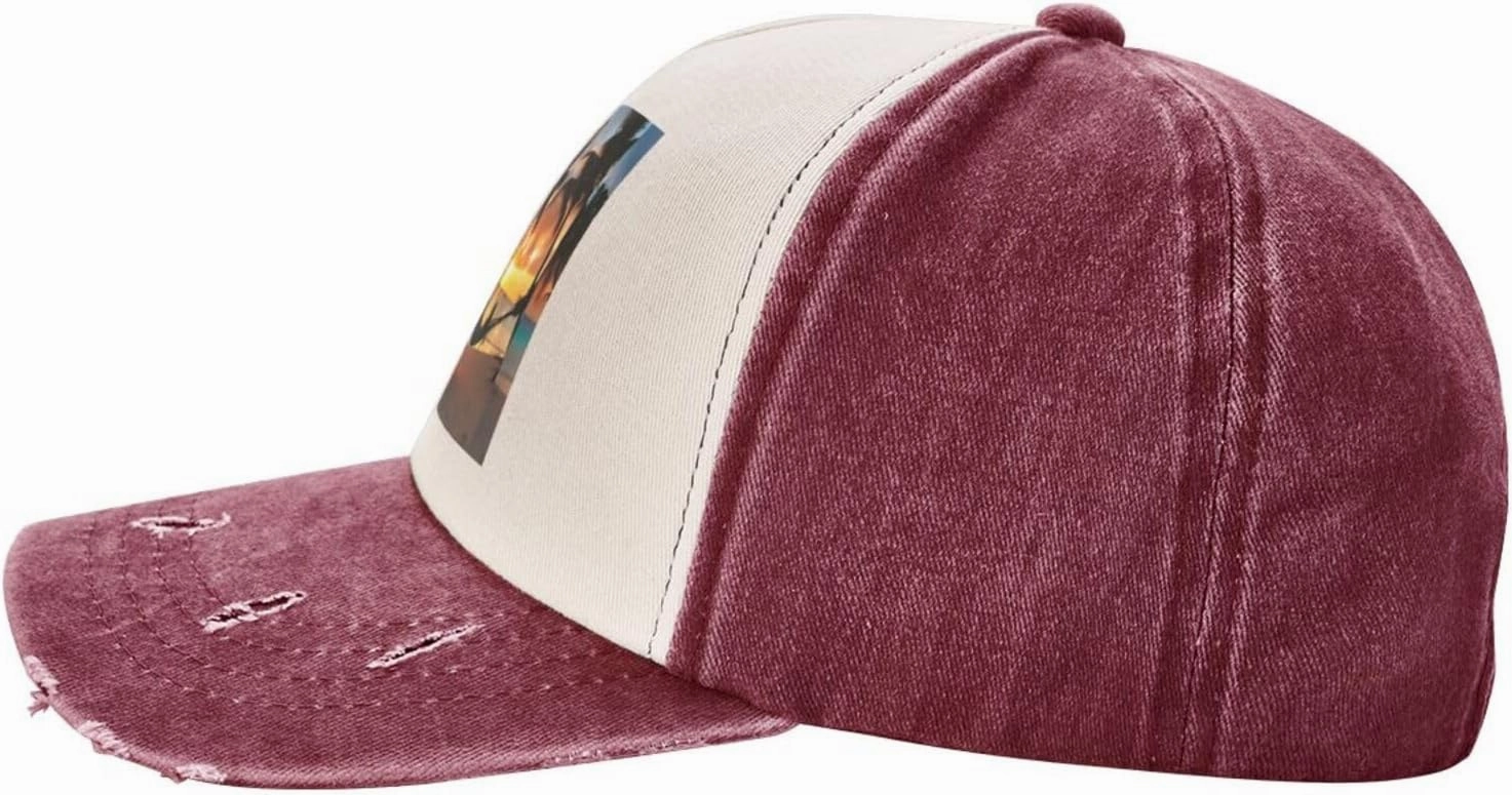 Greece Map Stylish Sports Hat in Denim,Adjustable, Breathable,for Daily Wear and Outdoor Activities