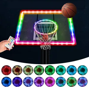 Green Bean LED Basketball Hoop Light Rim and Backboard, Remote Control Basketball Rim Light with 16 Colors 7 Flashing Mode for Playing Basketball in The Dark (Rim and Backboard not Included)