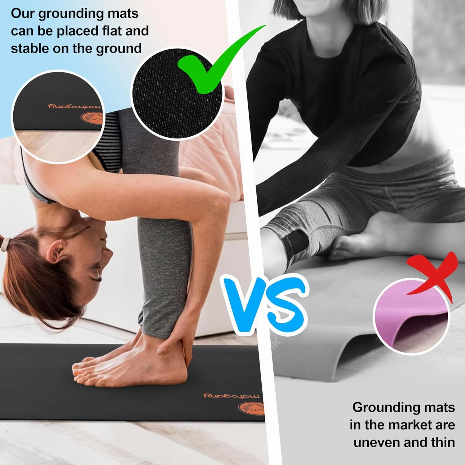 Grounding Mat for Bed with 15ft Cord - Pain Relief 24’’x16’’ Grounding Mat for Feet Including Test Pen and Cylindrical Tube Packaging