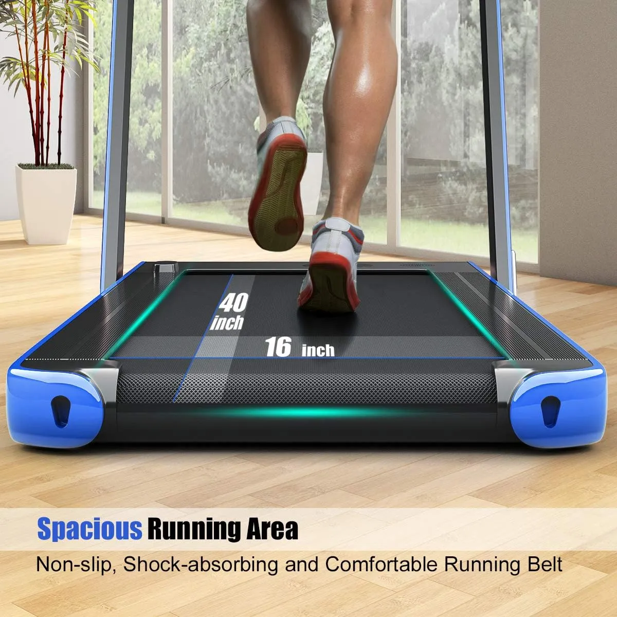 GYMAX Walking Pad, 2.25HP Dual Display Foldable Treadmill for Home with Remote/Smart App Control, Portable Compact Treadmill for Office Under Desk, Folding Running Machine for Small Spaces