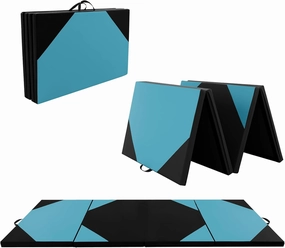 GYMAX Gymnastics Mat, 4 FT x 10 FT x 2 Inches Folding Exercise Mat w/Carrying Handles, Hook & Loop Fasteners, Tumbling Mat Waterproof for Yoga, Stretching, Home Gym