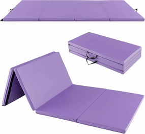 GYMAX Gymnastics Mat, 4 FT x 8 FT x 2 Inches Folding Exercise Mat w/Carry Handles & Sturdy Stitching Waterproof Cover, Tumbling Mat for Yoga Stretching Martial Arts Home Gym