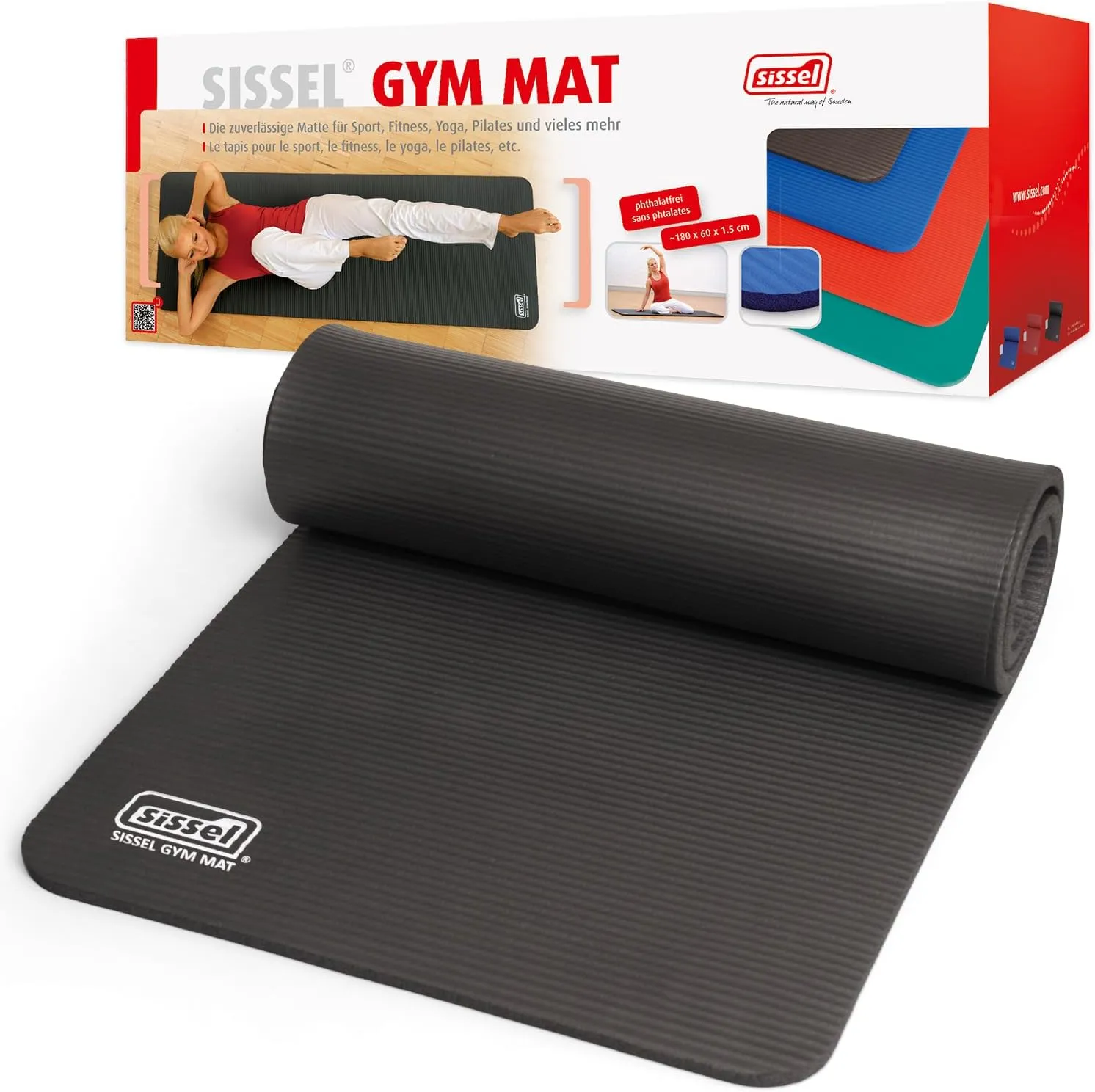Gymnastics Mat Anthracite 0.6 inches | Skin-Friendly & Non-Slip | Optimal Cushioning | Easy to Roll Up | For Fitness & Yoga | Dimensions: 71 x 24 inches