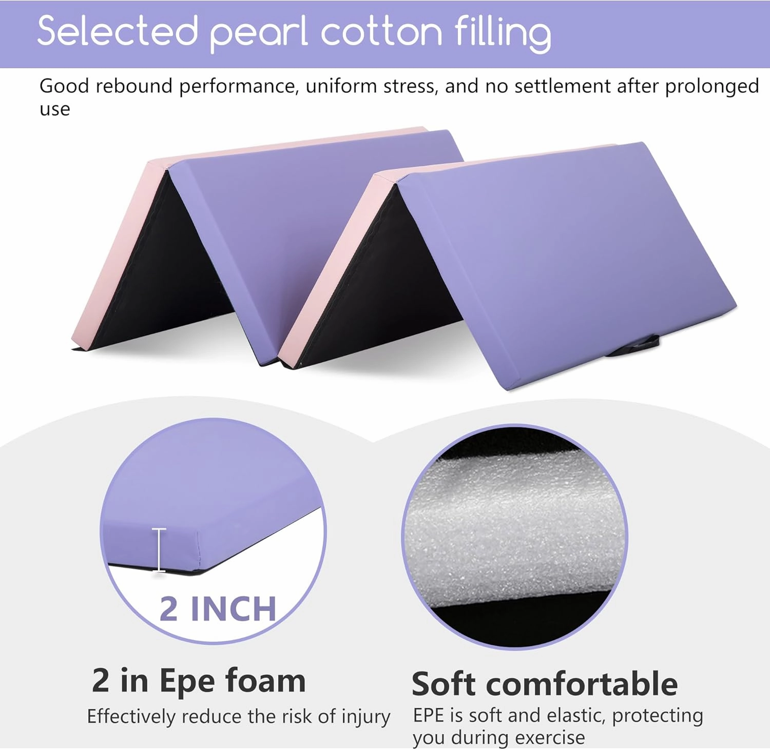 Gymnastics Tumbling Mats Portable Gymnastics Mat Foldable Tumbling Mat Thick PU Leather Exercise Mat Yoga Mat with Carrying Handles for home Workout outdoor Yoga Gymnastics