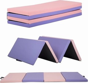Gymnastics Tumbling Mats Portable Gymnastics Mat Foldable Tumbling Mat Thick PU Leather Exercise Mat Yoga Mat with Carrying Handles for home Workout outdoor Yoga Gymnastics