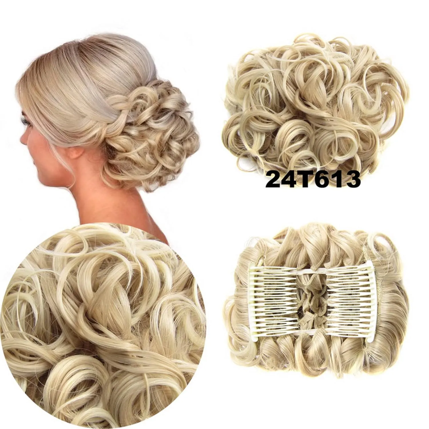 Hair Bun， Messy Bun Hair Piece Curly Hair Bun Extensions Updo Chignon Hairpiece(12#)