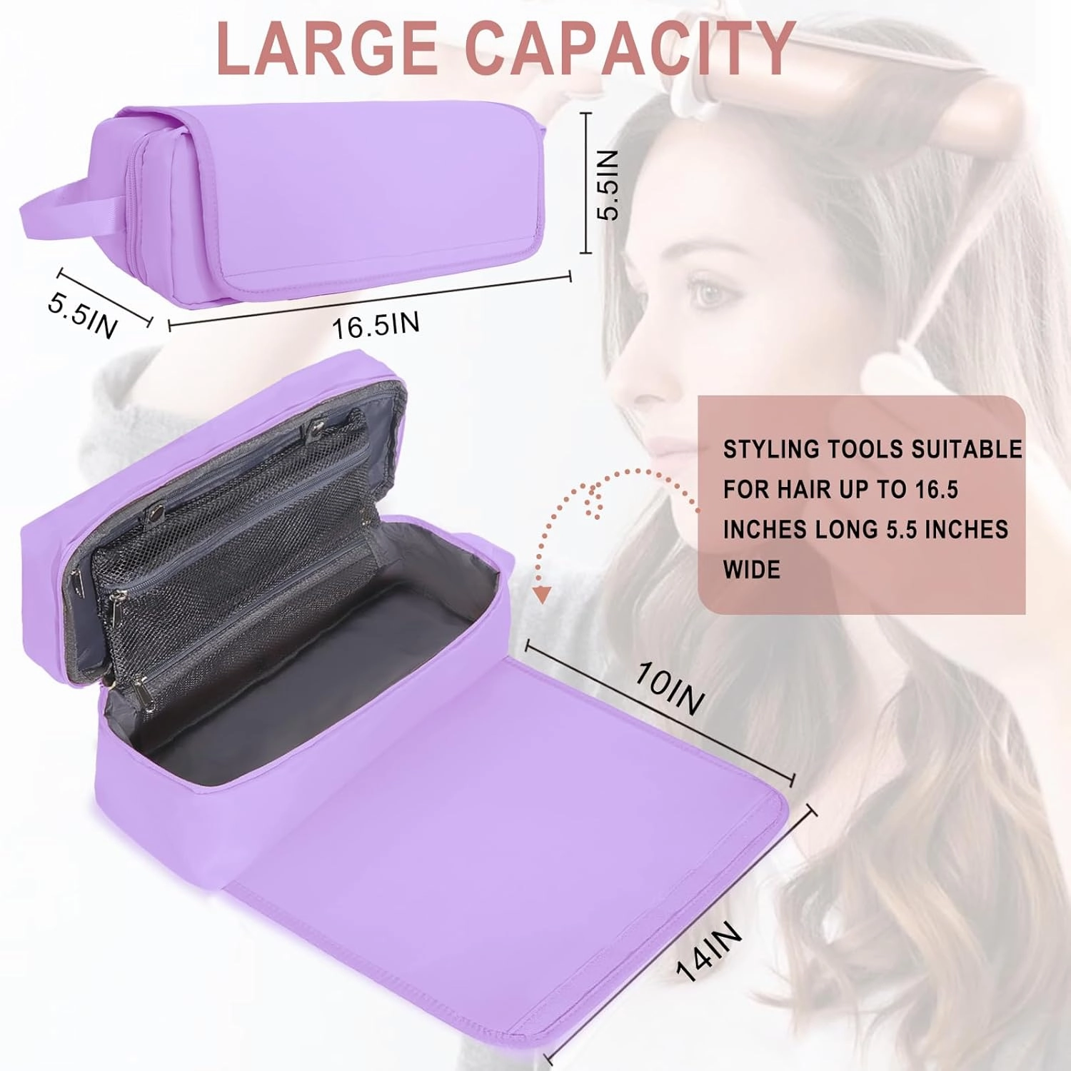 Hair Tools Travel Bag with Heat Resistant Mat Hair Styling Accessories Storage Case for Hair Dryer Flat Iron Straightener Curling Iron Haircare Accessories Travel Essentials for Women