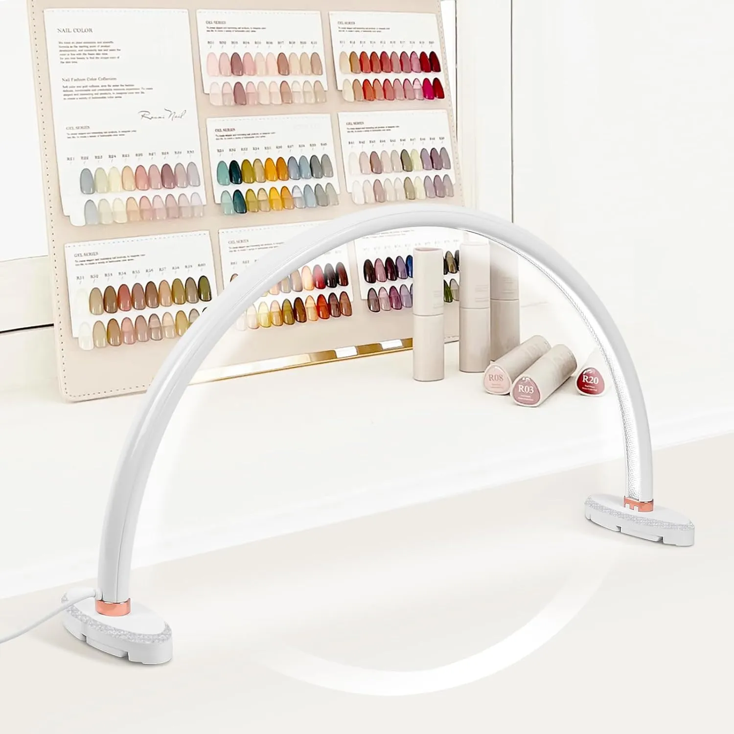 Half Moon Light for Nail Desk 24in Nail Lamp for Desk LED Table Light Multiple Color Modes and Brightness for Beauty Eyelash Makeup Tattoo Crafts Reading Spa Salon Nail Tech