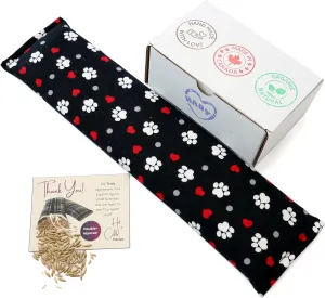 Handmade in Canada: 20"x5" Double-Layered Cotton Microwave Heating Pad for Pain Relief - Oats Bean Bag with Weighted Moist Heat for Neck, Shoulders, Cramps, and Back Warm Compress. Paws and Bones