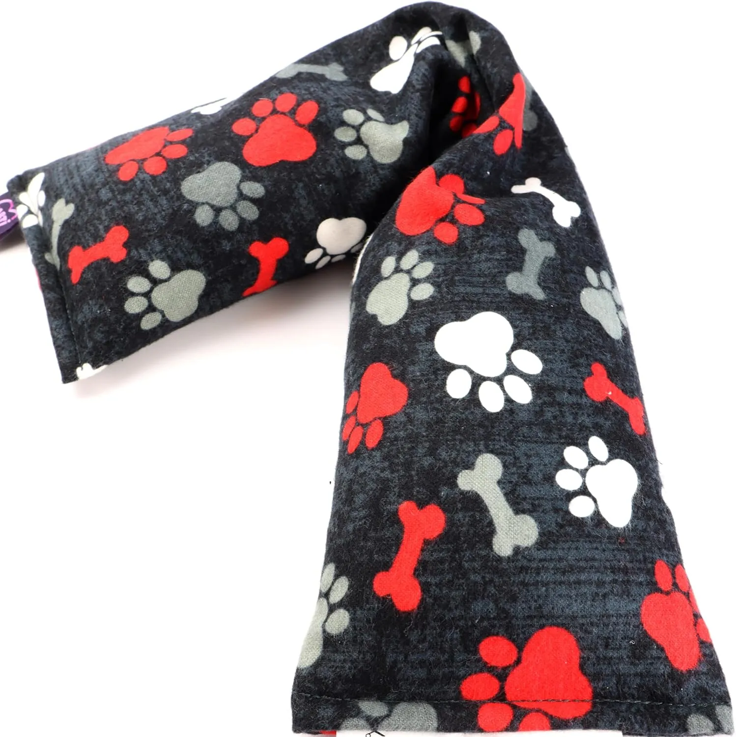 Handmade in Canada: 20"x5" Double-Layered Cotton Microwave Heating Pad for Pain Relief - Oats Bean Bag with Weighted Moist Heat for Neck, Shoulders, Cramps, and Back Warm Compress. Paws and Bones