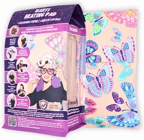 Handmade in Canada: 20"x5" Double-Layered Cotton Microwave Heating Pad for Pain Relief - Oats Bean Bag with Weighted Moist Heat for Neck, Shoulders, Cramps, and Back Warm Compress - Rainbow Butterfly