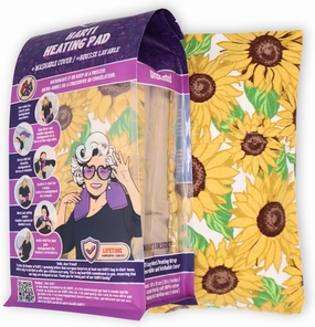Handmade in Canada: 20"x5" Double-Layered Cotton Microwave Heating Pad for Pain Relief Reusable Oats Bean Bag Weighted Moist Heat for Neck, Shoulder, Cramps, Back Warm Compress. Sunflowers Pattern
