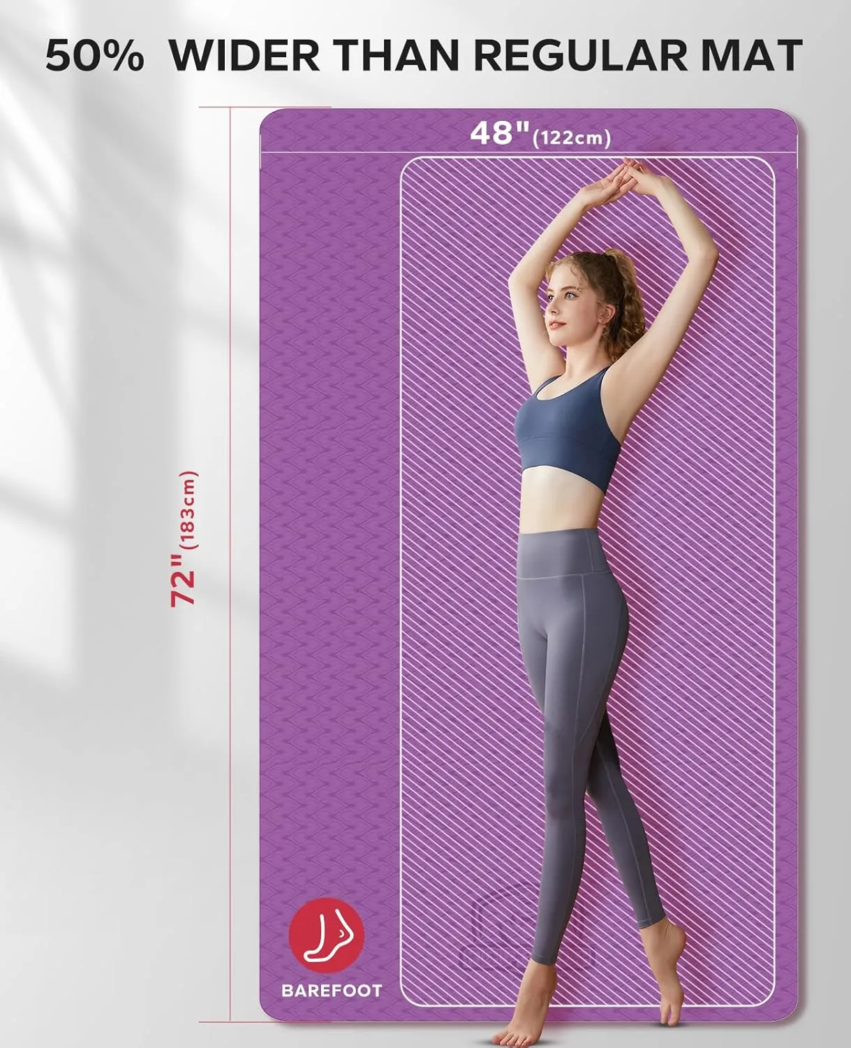 HAPBEAR Extra Large Yoga Mat - 72"x48"/78"x54", 1/4" & 1/3" Thick, Non-Slip, Durable, Eco-Friendly, Wide Exercise Mat for Home Workouts, Yoga, Pilates, Stretching, Meditation (Barefoot Exercise)