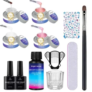Hard Gel Builder Gel for Nails Long-lasting Strong Hand Nude 3D Sculpting for Nail Extension 4oz (set1, 1fl.oz*4)