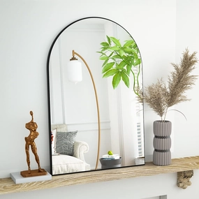 HARRITPURE 24"x36" Arched Bathroom Mirror - Wall Mounted Mirror - Black Arch Mirror - Aluminum Alloy Frame Bathroom Mirror Living Room, Bedroom, Bathroom and Entryway