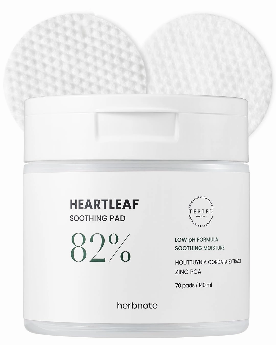 Heartleaf Soothing Moisture Pad - Enriched with 80% Low-Temperature Extracted Heartleaf & Niacinamide for Acne Control - Zinc PCA, Quercitrin for Sensitivity Relief, 70 pads