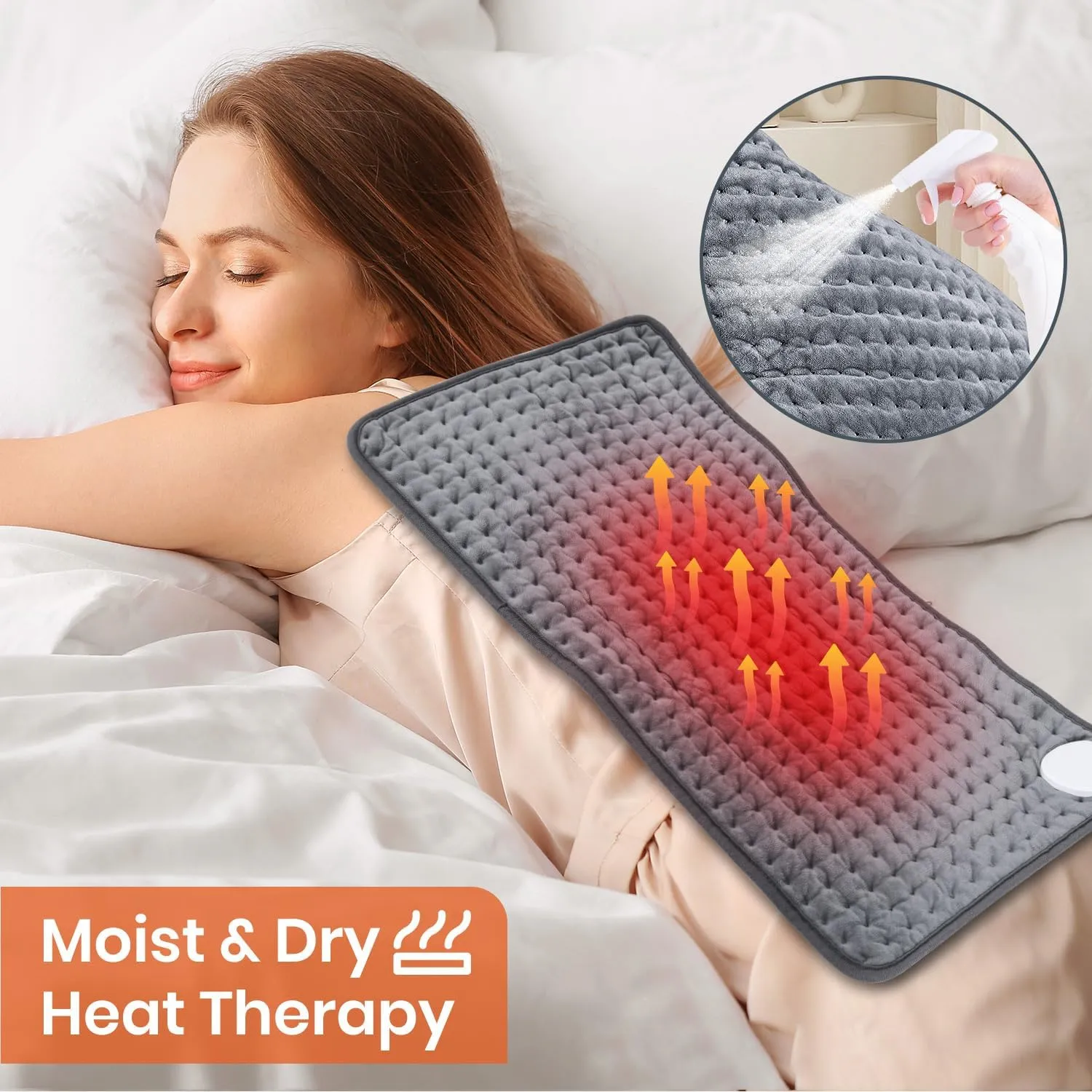 Heating Pad for Back Pain Relief, Heating Pads for Period Cramps with 9 Heat Settings & 4 Timers Auto-off, Machine Washable, Dry & Moist Heat, Soft Electric Heating Pad for Sore Muscles,Gift,12''×24''