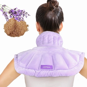 Heating and Cooling Neck and Shoulder Wrap, Weighted Microwavable Neck Warmer Wearable Hot & Cold Compress Pad for Shoulder Neck Pain Relief, Cervical Neck Heating Pad, Lavender Aromatherapy