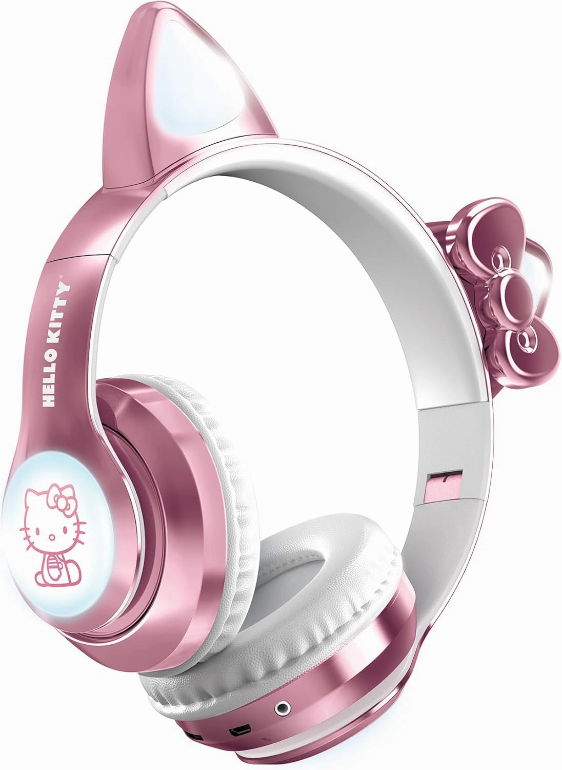 Hello Kitty Wireless Light Up Headphones - Foldable Design, Built-in Microphone, Multicolored Lights, Bluetooth 5.3, Long Battery Life, and Superior Sound Quality