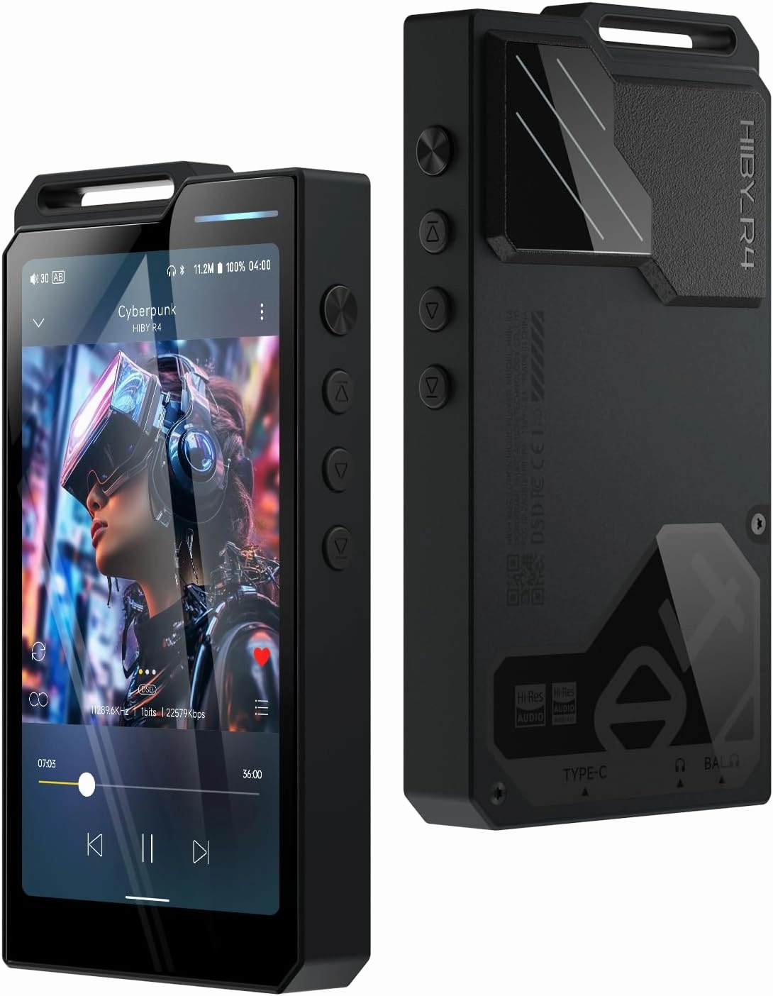 HiBy R4 mp3 & mp4 Players spotify Player with Bluetooth and WiFi 4-Way HiFi DAP Android 12 OS 3.5mm po 4.4mm bal 32G 2TB Scalable Memory