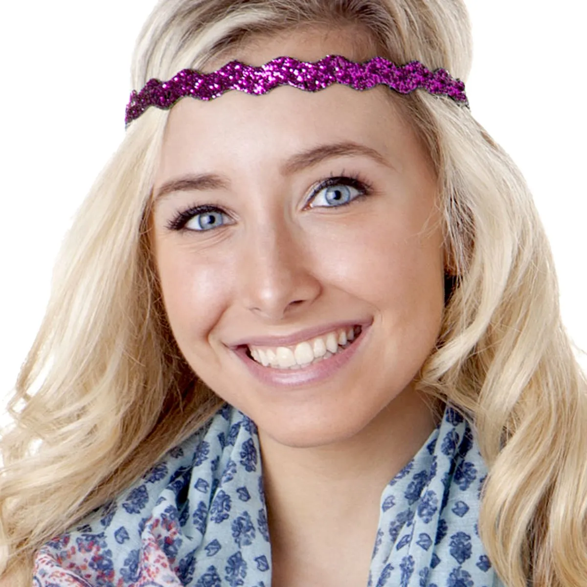 Hipsy REGULAR Size, Adjustable No Slip Sparkly Bling Mixed 3pk Headbands for Women Girls & Teens (Bling Glitter Mixed Fuchsia)