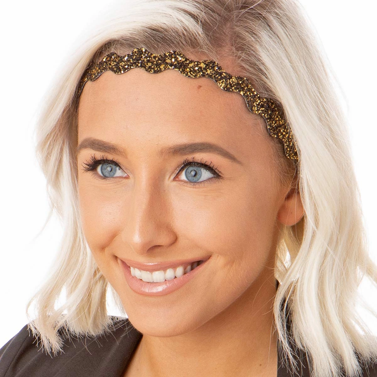 Hipsy REGULAR Size, Adjustable No Slip Sparkly Bling Mixed 2pk Headbands for Women Girls & Teens (Bling Glitter Mixed Diva)