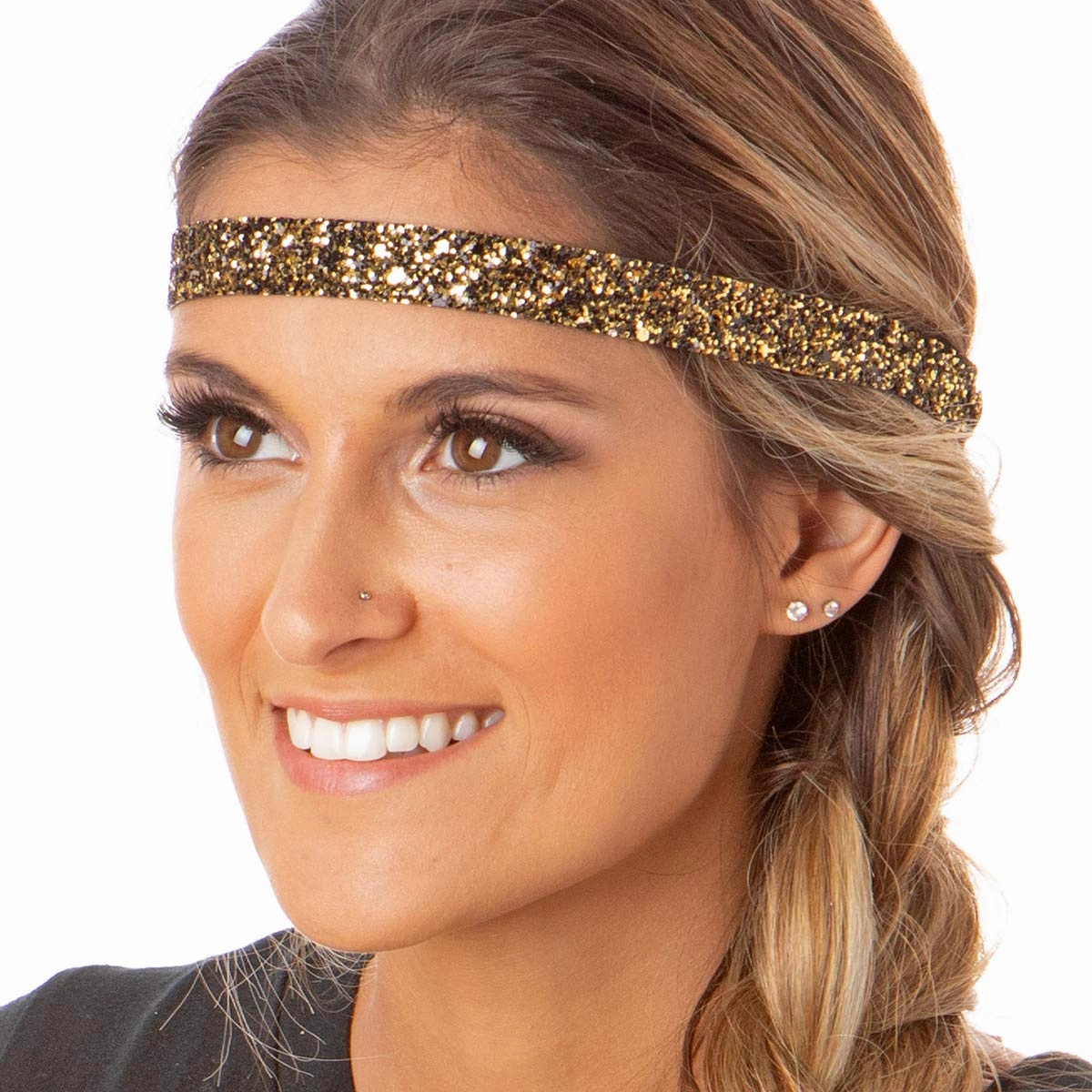 Hipsy REGULAR Size, Adjustable No Slip Sparkly Bling Mixed 2pk Headbands for Women Girls & Teens (Bling Glitter Mixed Diva)