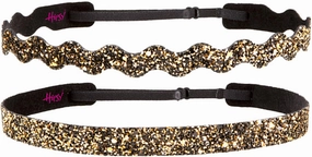 Hipsy REGULAR Size, Adjustable No Slip Sparkly Bling Mixed 2pk Headbands for Women Girls & Teens (Bling Glitter Mixed Diva)