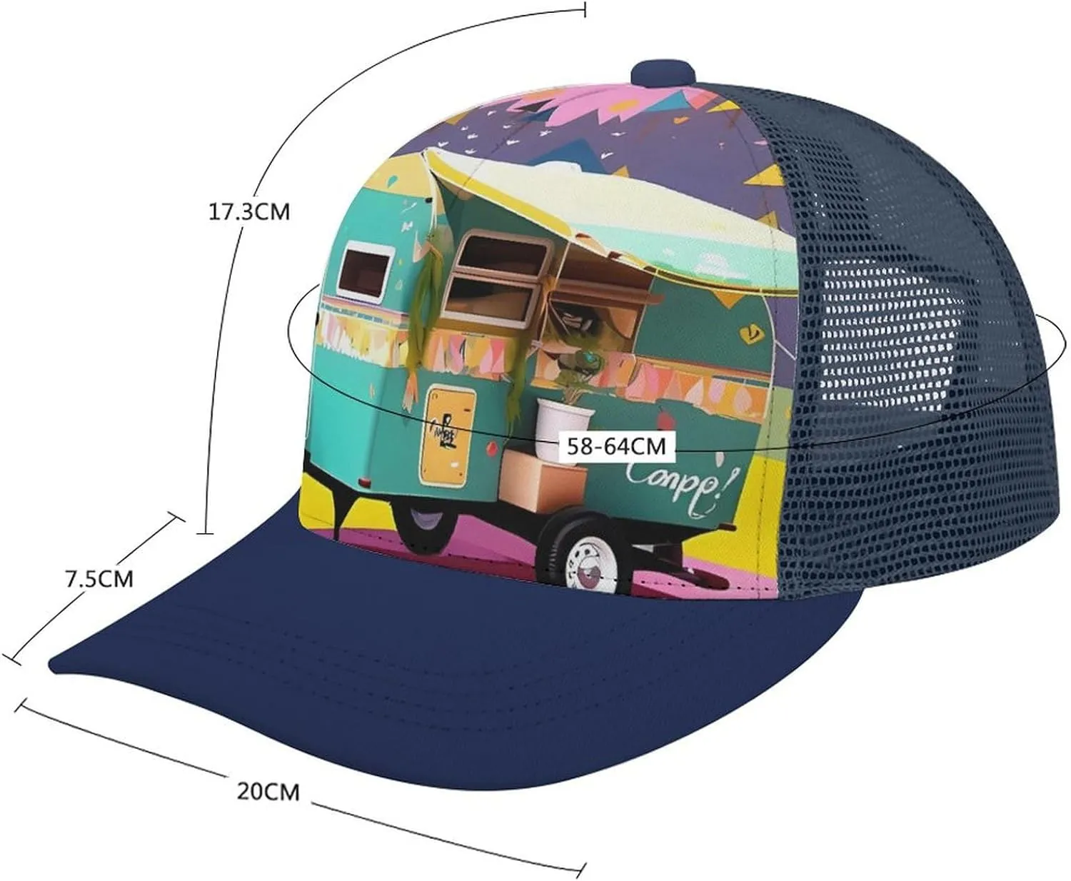 Hollow Baseball Cap You Make Me Happy Camper Trailer Baseball Hat Adjustable Hollow Hat Men Women's Mesh Hat Sun Visor Hat
